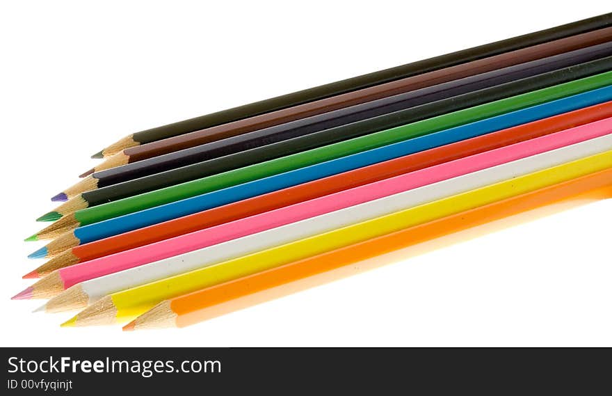 A lot of isolated colored pencils. A lot of isolated colored pencils