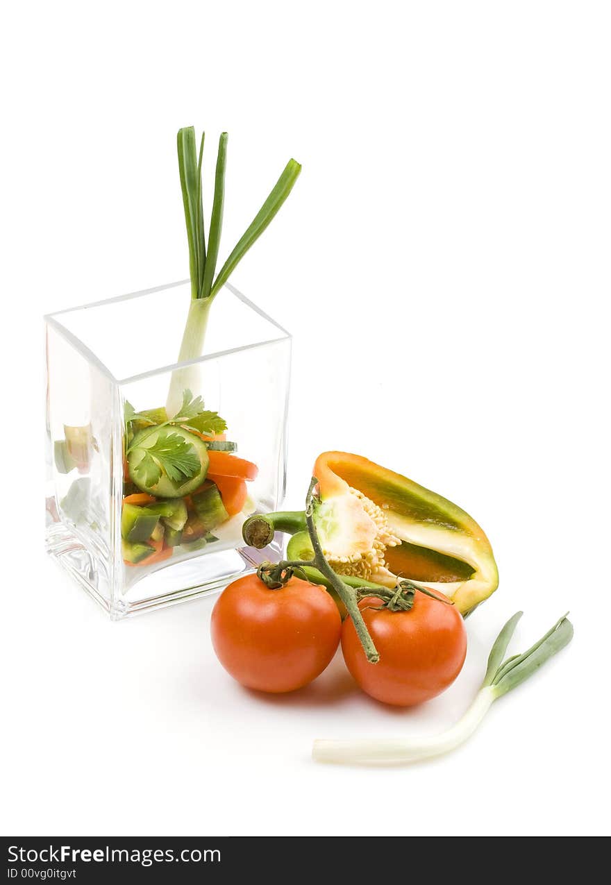 Tomatoes, onion and orange pepper, fresh and healthy food. Tomatoes, onion and orange pepper, fresh and healthy food