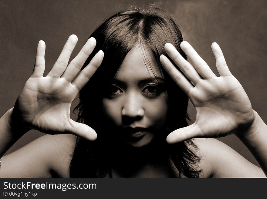 Portrait of a beautiful asian in fogging background. Portrait of a beautiful asian in fogging background.