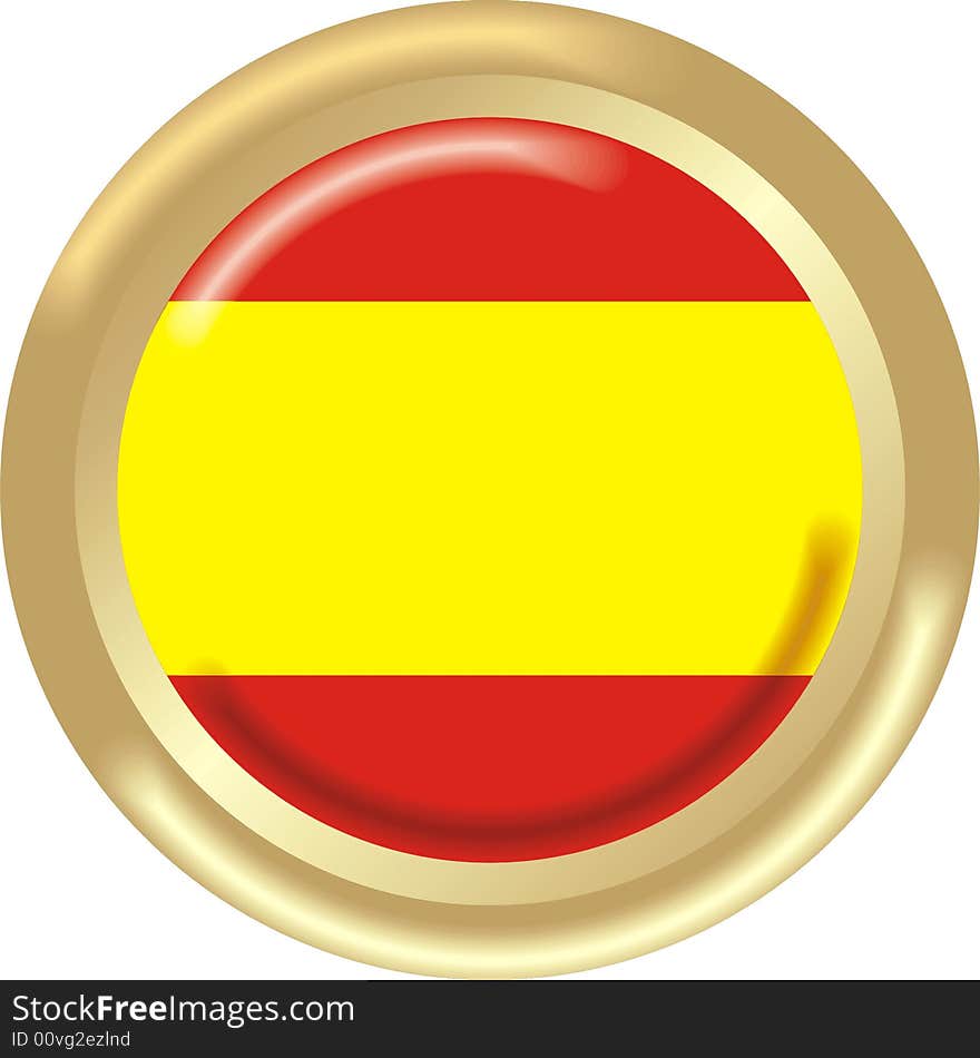 Art illustration: round medal with the flag of spain