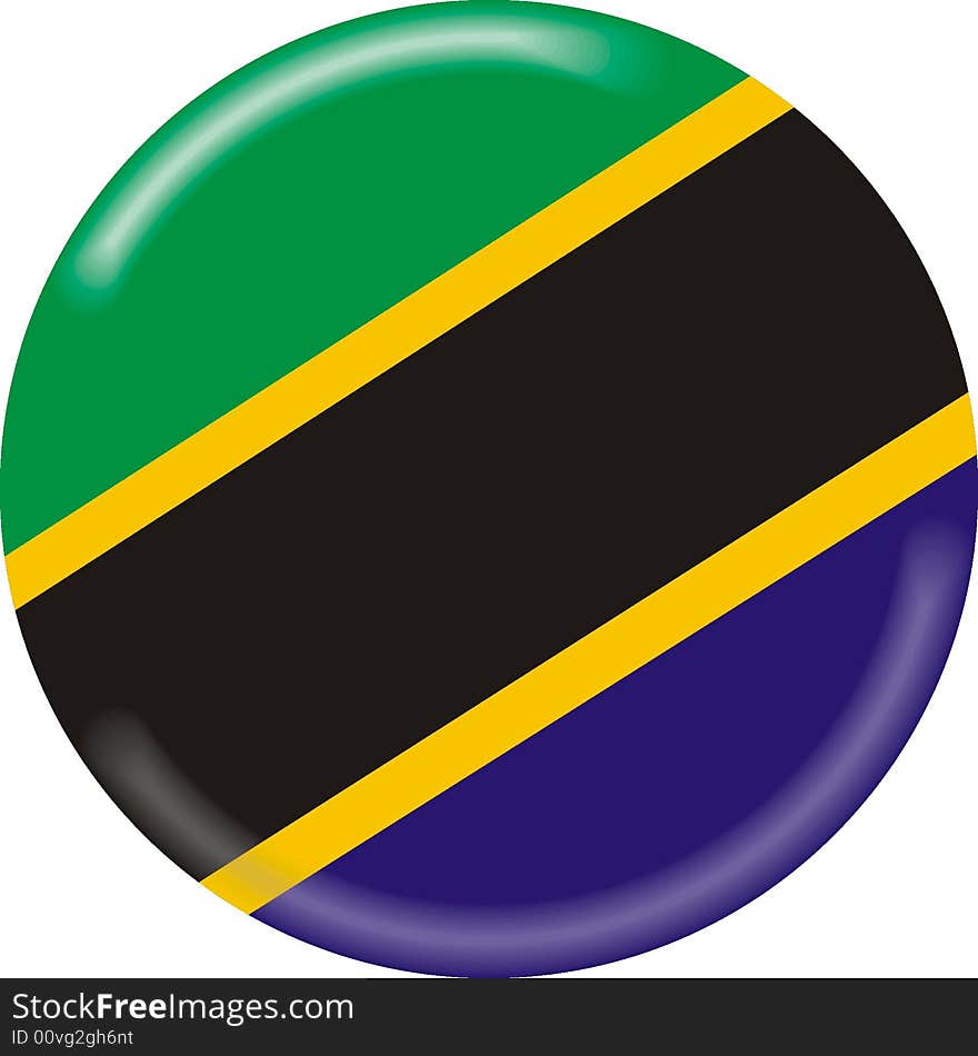 Art illustration: round medal with flag of tanzania