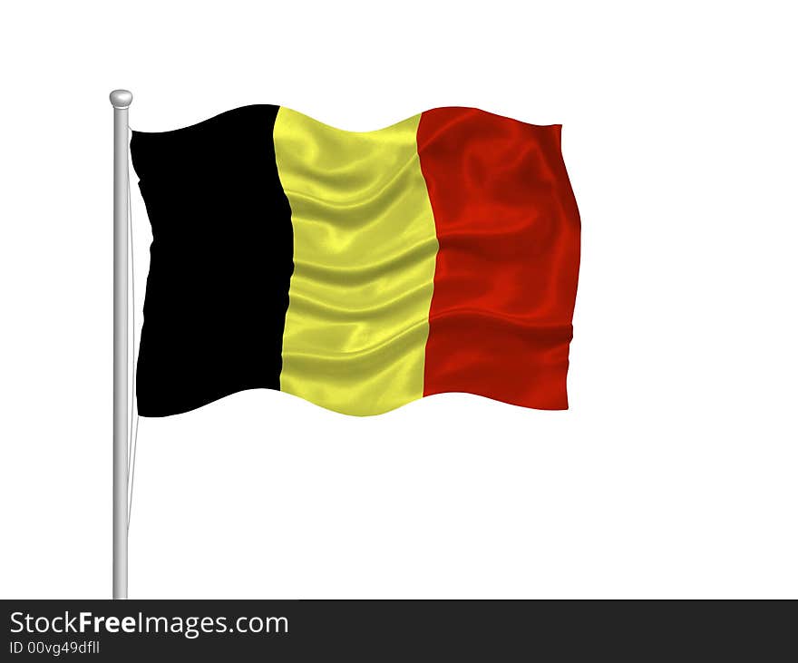 Illustration of waving Belgian Flag on white. Illustration of waving Belgian Flag on white