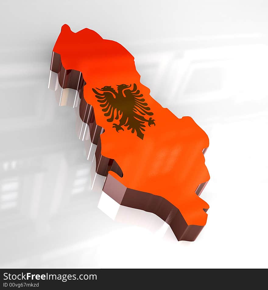 3d made - golden map of albania. 3d made - golden map of albania