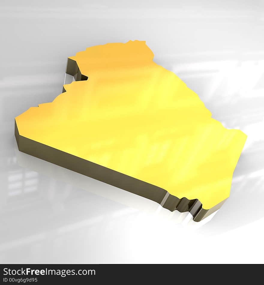 3d made golden map of algeria. 3d made golden map of algeria