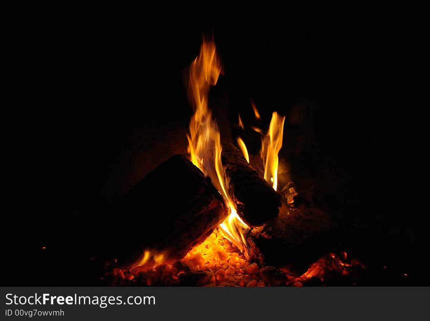 Photo of a open flame in a fire. Photo of a open flame in a fire