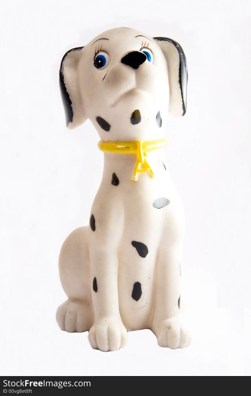 Single dalmatian dog toy macro close up. Single dalmatian dog toy macro close up