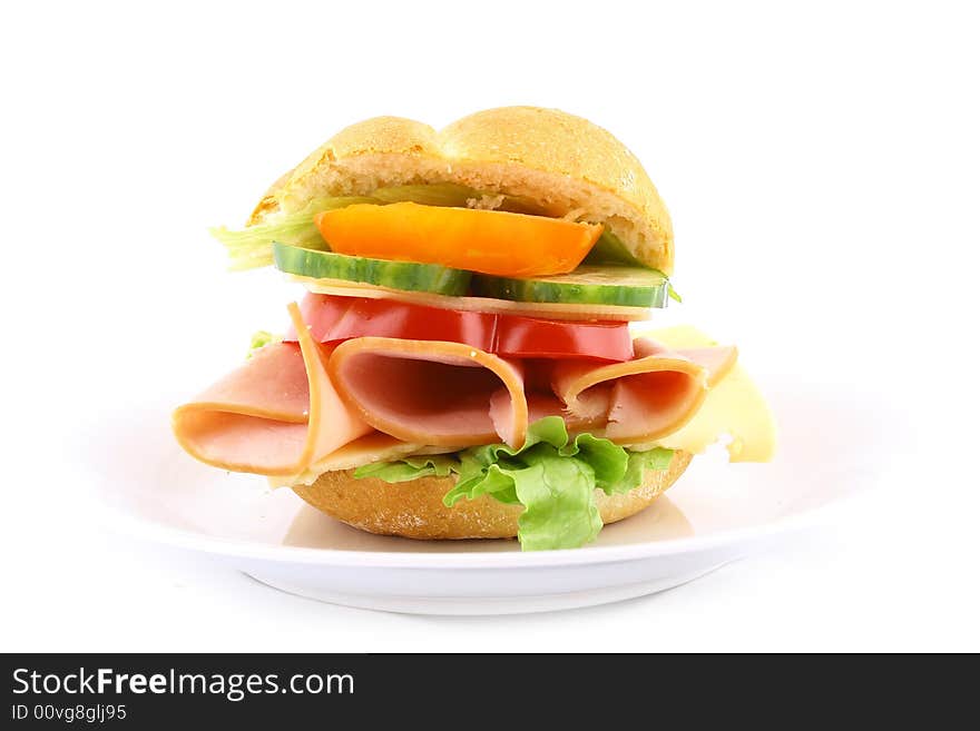 Healthy sandwich with fresh salad