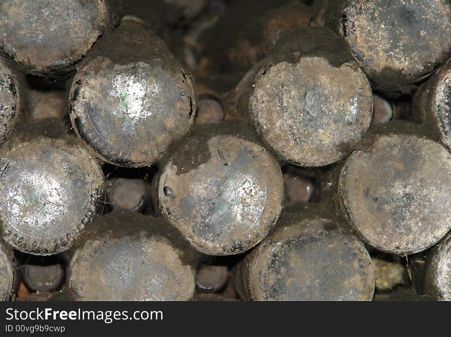 Wine bottles in curing cellar