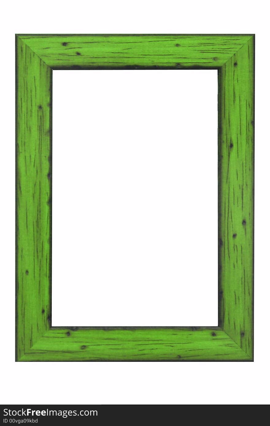 Colored wooden frame on white background