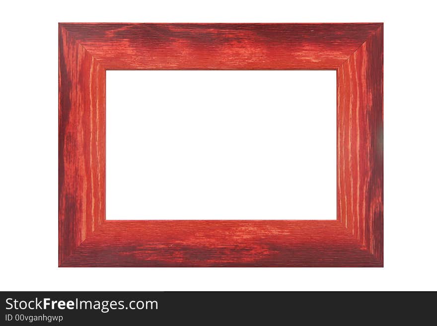 Colored wooden frame on white background