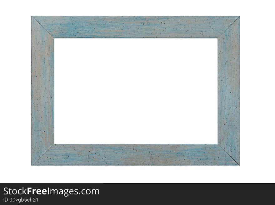 Colored wooden frame on white background