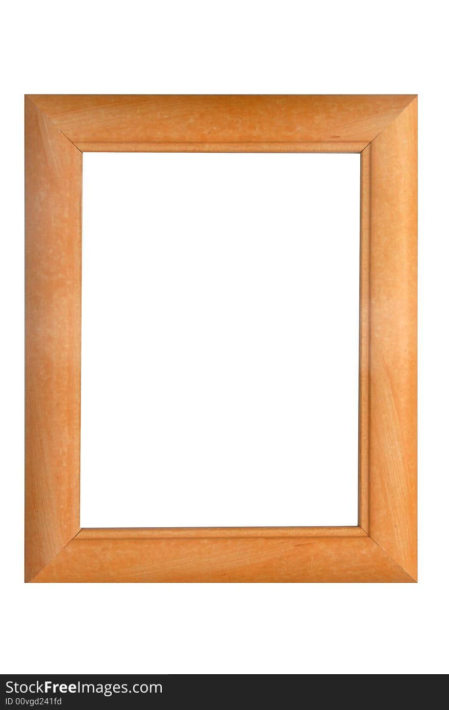 Colored wooden frame on white background