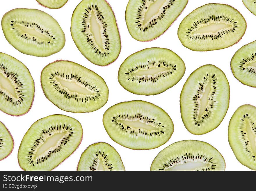 Ripe kiwi with seeds isolated on white. Ripe kiwi with seeds isolated on white