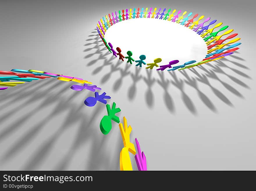 Colorful 3D people in a circle shape