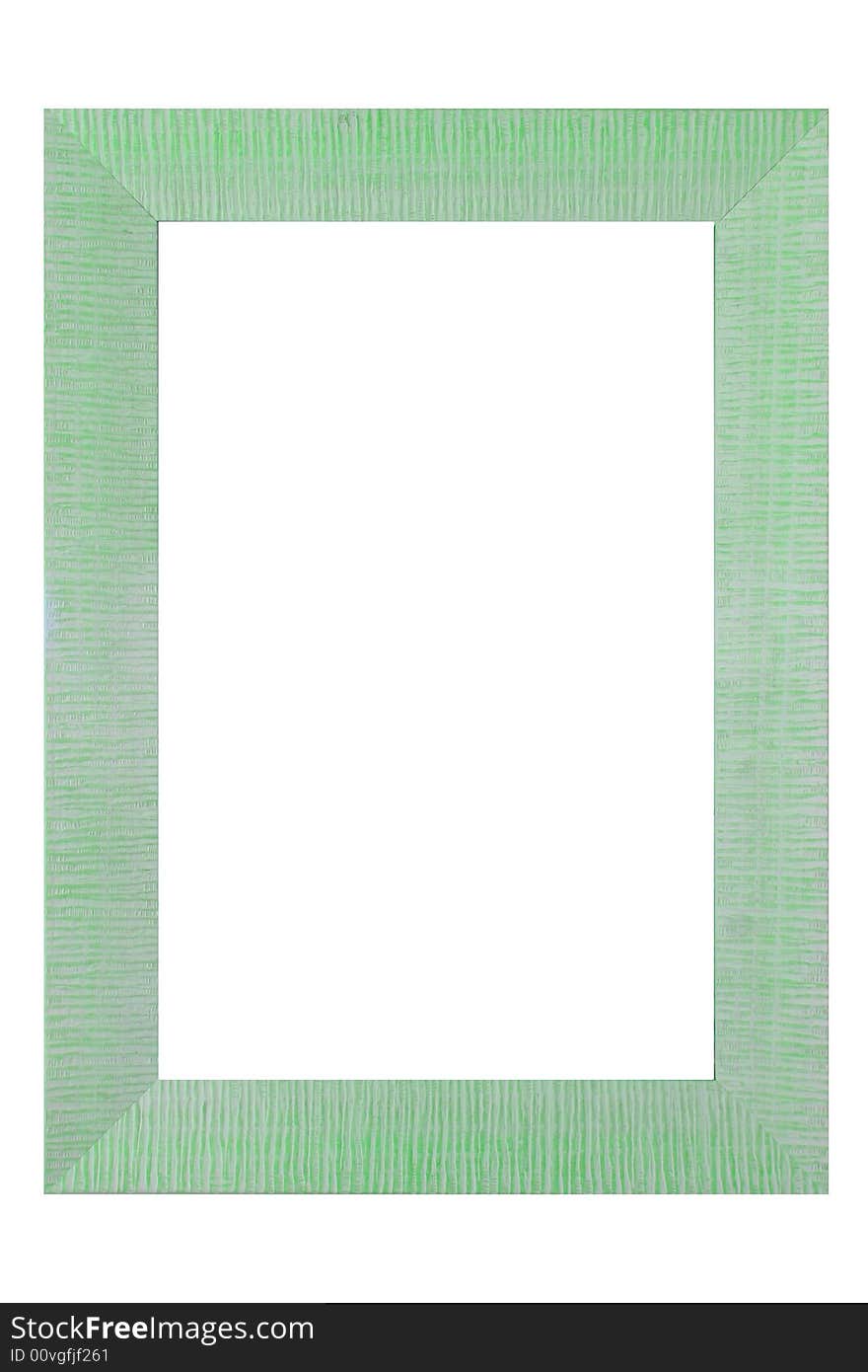 Colored wooden frame on white background