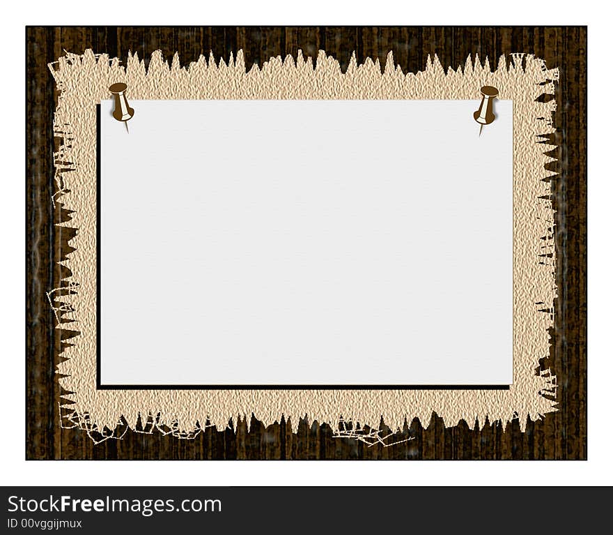 Corner pined display board with cloth texture background