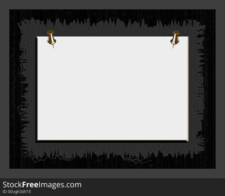 Corner pined display board with cloth texture background