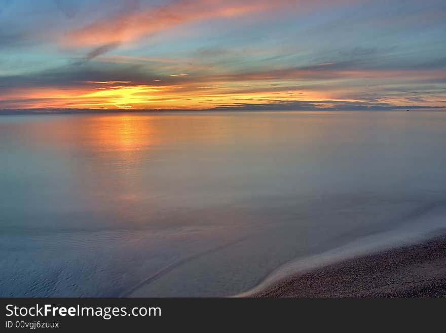 Quiet sea sunset