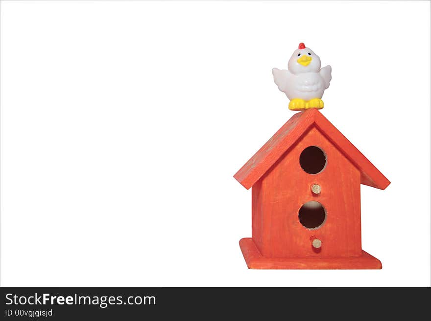 A little chick flying back to his homem with clipping path. A little chick flying back to his homem with clipping path