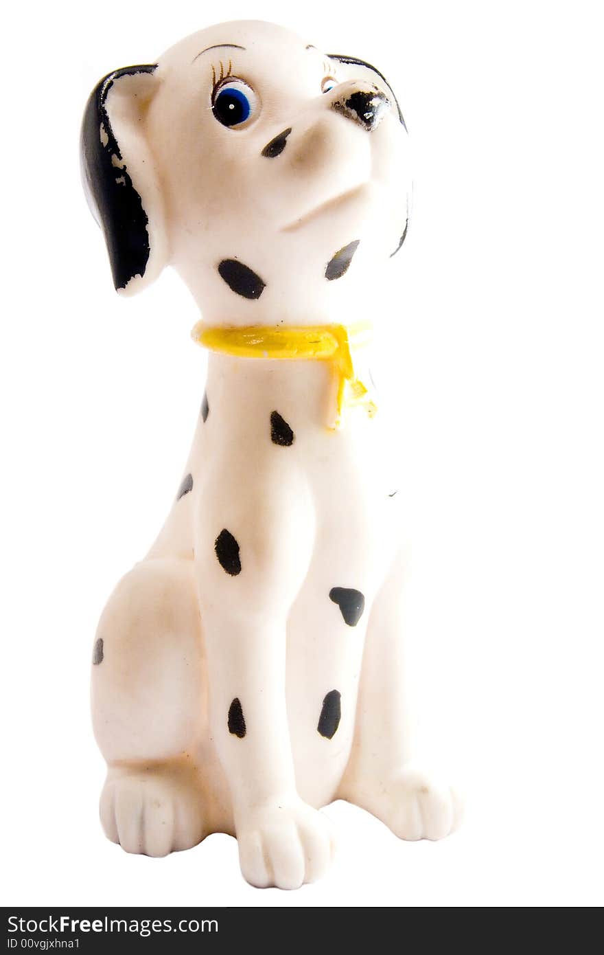 Single figure of the dalmatian dog toy macro close up