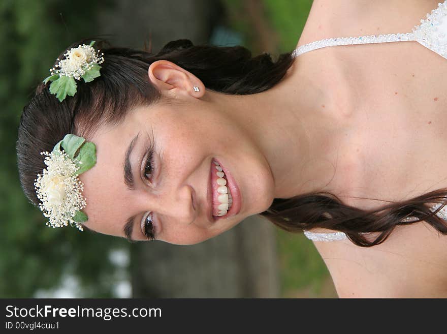 Young bride posing in the wedding day. Young bride posing in the wedding day