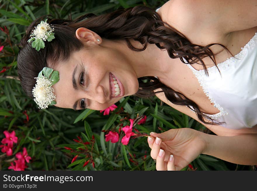 Young bride posing in the wedding day. Young bride posing in the wedding day