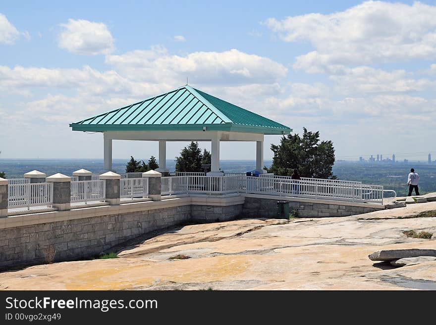 Gazebo on top of Stone mountain overlooking towards Atlanta Georgia. Gazebo on top of Stone mountain overlooking towards Atlanta Georgia