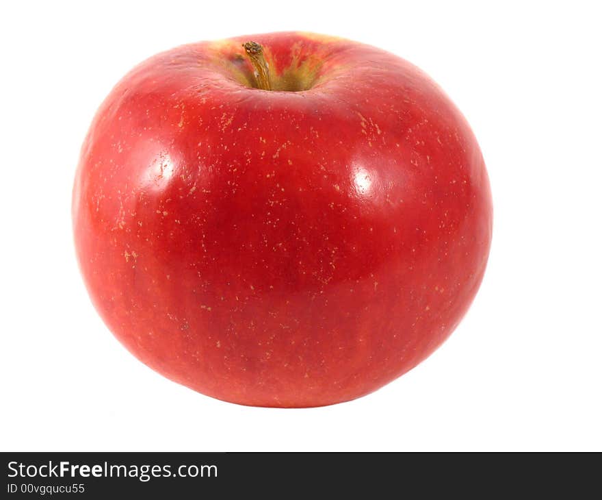 One beautiful red apple on white background