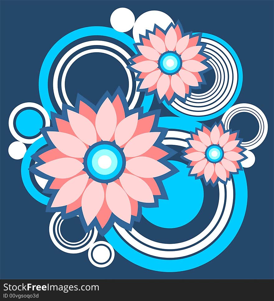 Ornate flowers and abstract pattern isolated on a dark blue background. Ornate flowers and abstract pattern isolated on a dark blue background.