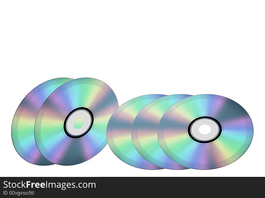 Illustration of CDs over white with copy space