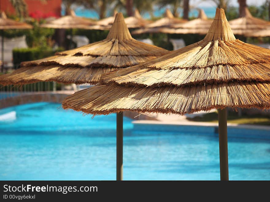 Umbrella on pool