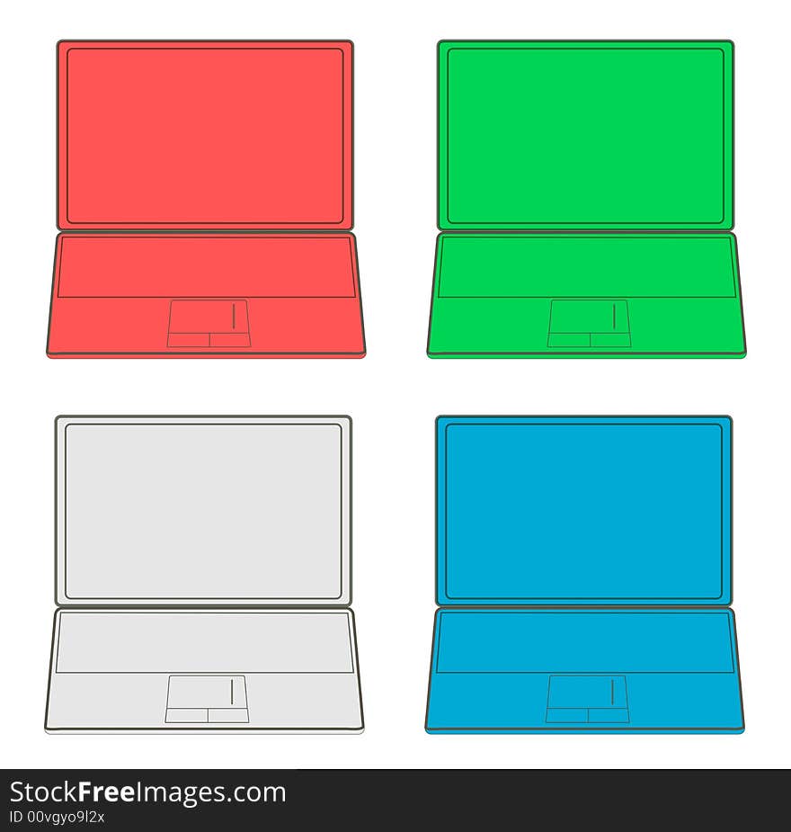 Simple handmade illustration of coloured notebooks.Notebooks in many colours:red, green, light blue, white.