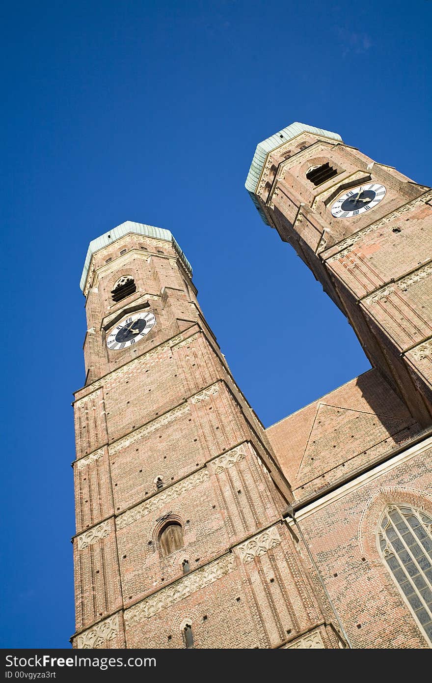 Double tower church with blue sky