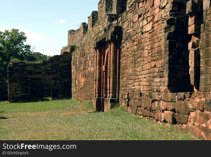 Side door of the church of San Ignacio Miní jesuitics ruins in San Ignacio - Misiones - Argentina. Side door of the church of San Ignacio Miní jesuitics ruins in San Ignacio - Misiones - Argentina