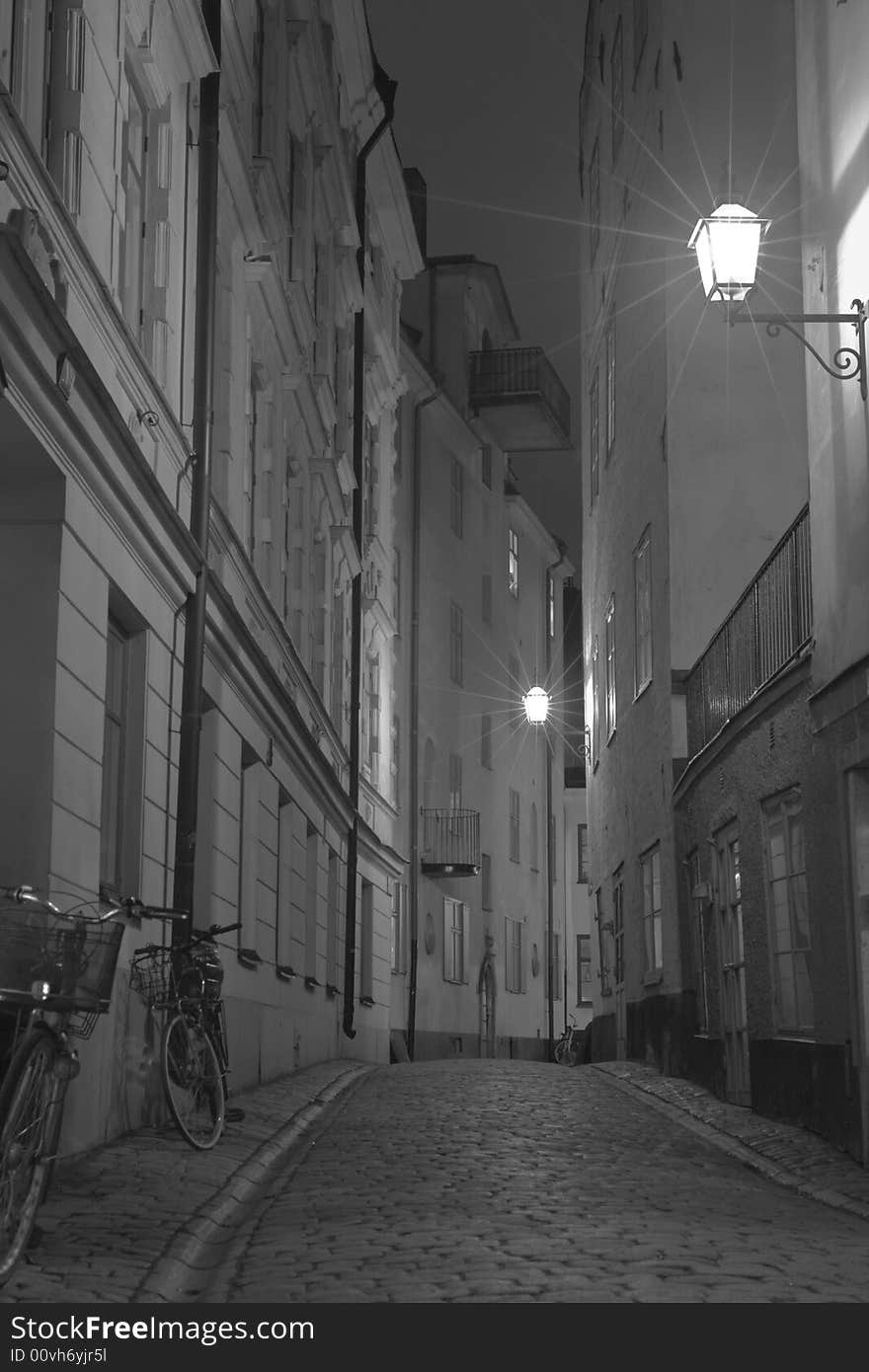 Streets in old town by night