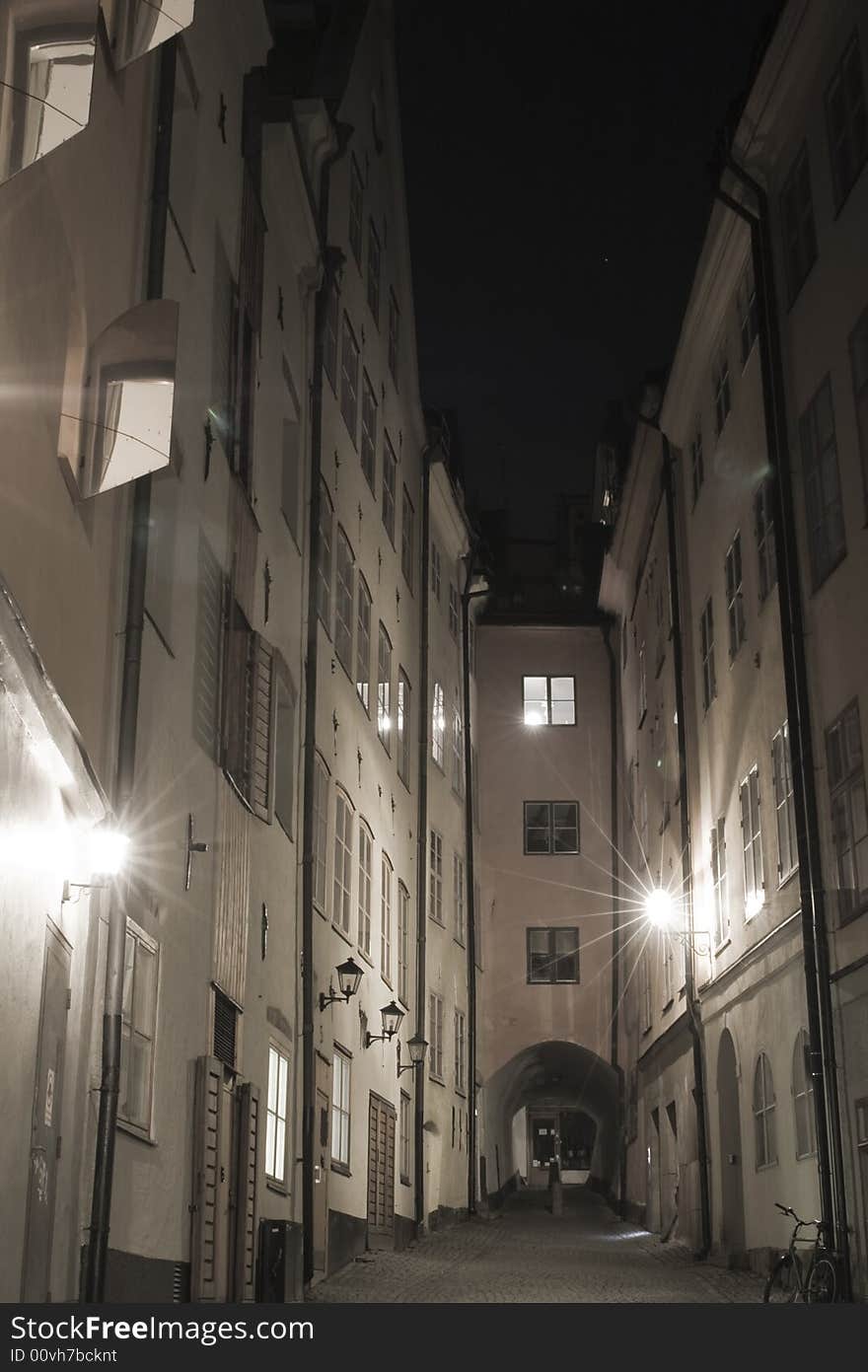 Streets in old town by night