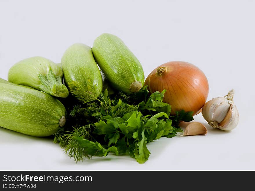 Zucchinis isolated on white background