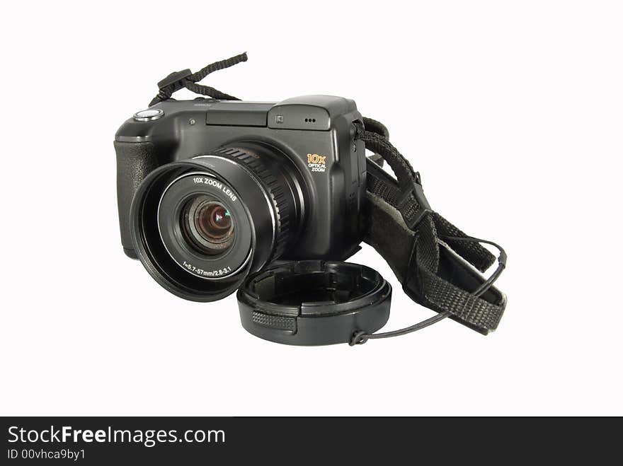 Digital camera with belt and cover. Digital camera with belt and cover.