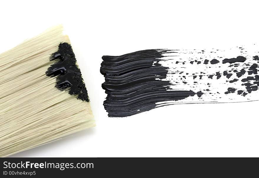 Painting - Black brush stroke with brush