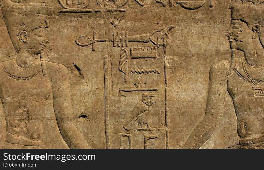 Old egyptian basrelief and hieroglyphs in Karnak, Luxor, Egypt