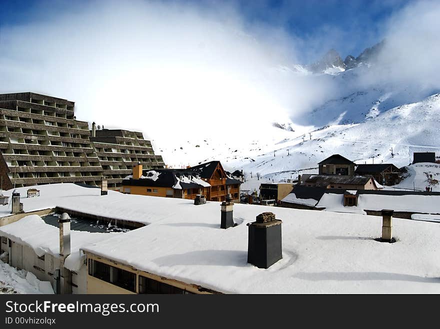 Village full of snow