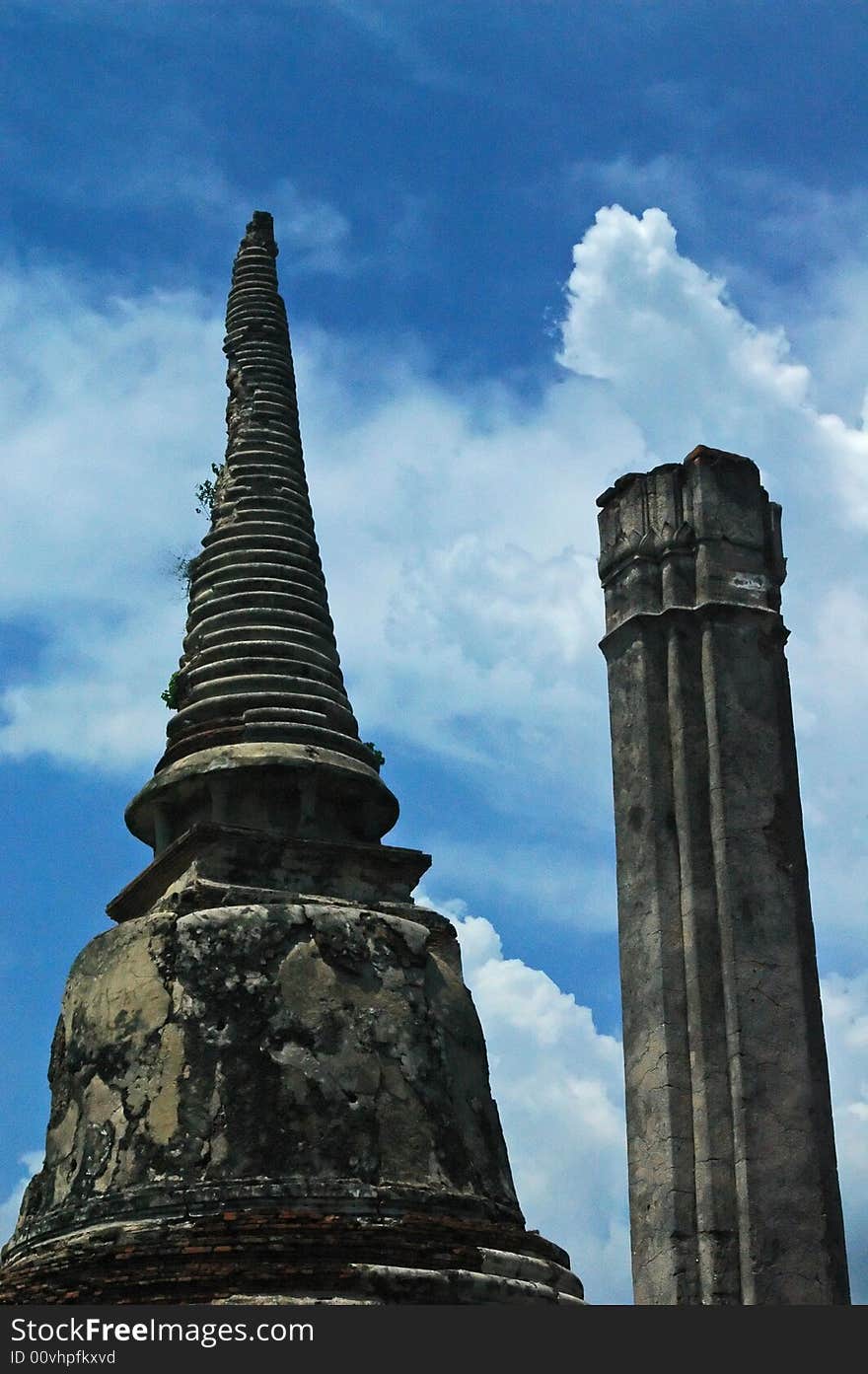 Ruins in the ancient city of Ayutthaya outside of Bangkok Thailand