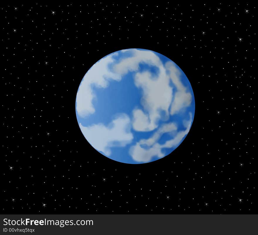 Blue planet Earth in space