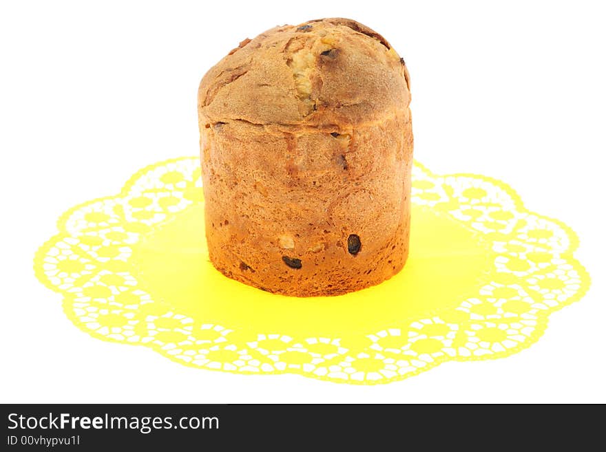 Cake with raisins isolated on a white background. Cake with raisins isolated on a white background.