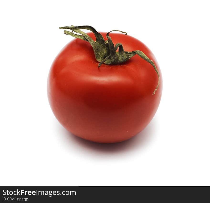 Ripe tomato over white background