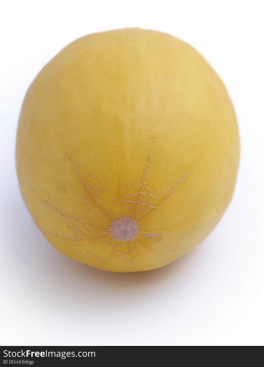 Big yellow melon, fresh and tasty, on white background. Big yellow melon, fresh and tasty, on white background