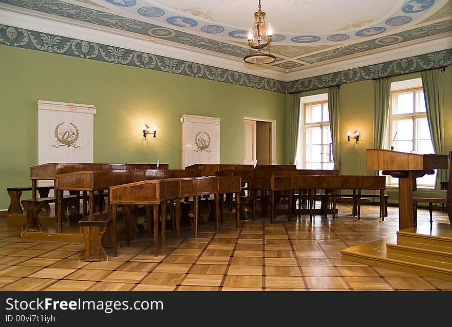 Ancient Interior Of A School Room