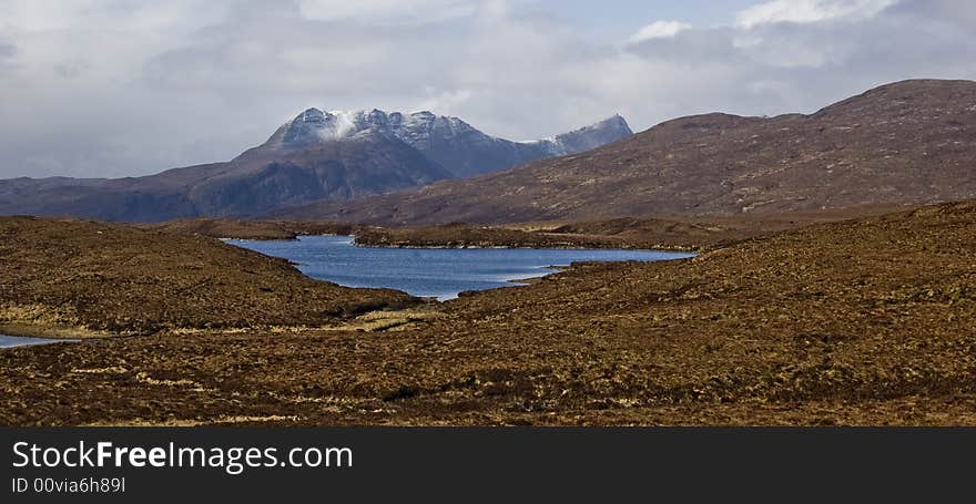 Loch Assynt with Ben more in the background, ,Highlands,Scotland,Uk.