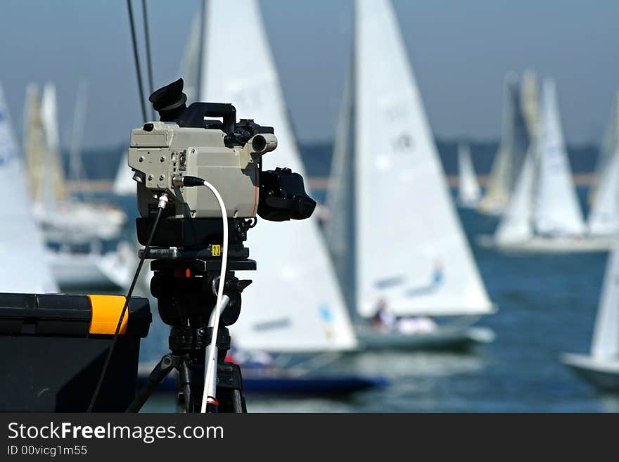 Sports camera recording the racing