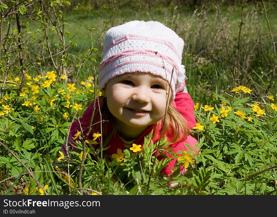 Child in flowers